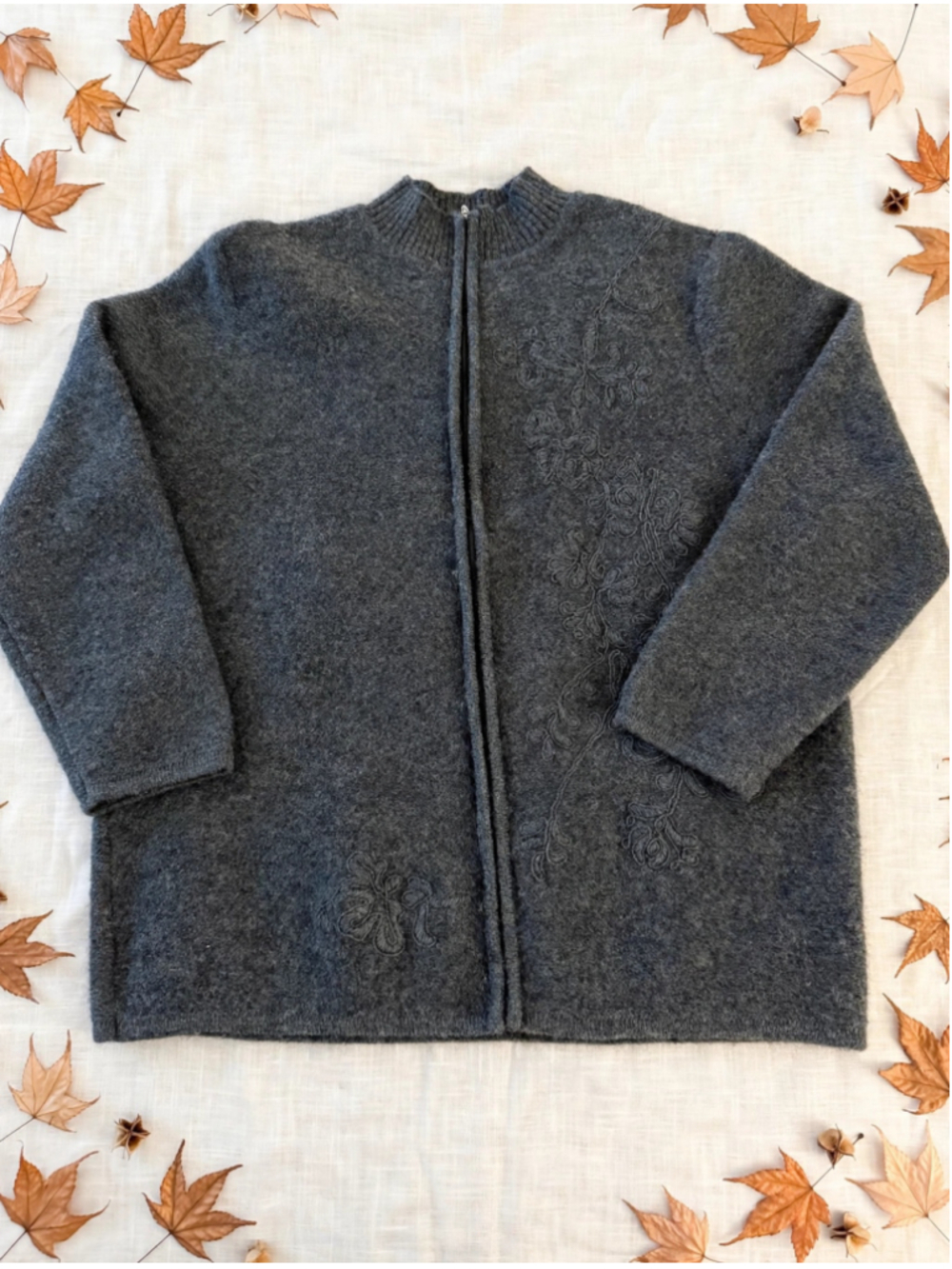 Women's Karen Scott Wool Cardigan Sweater, Size 1X, Grey
